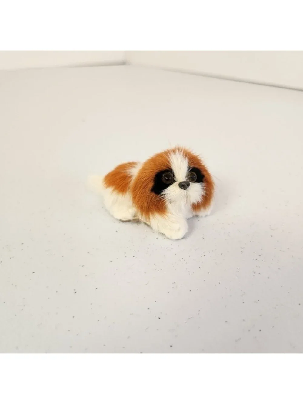Adorable Real Fur Realistic Dog Figurine Figure Shih Tzu Pekingese Collectible